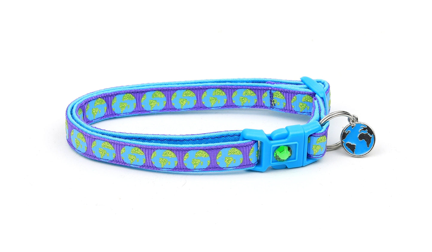 Earth on Purple Cat Collar-4