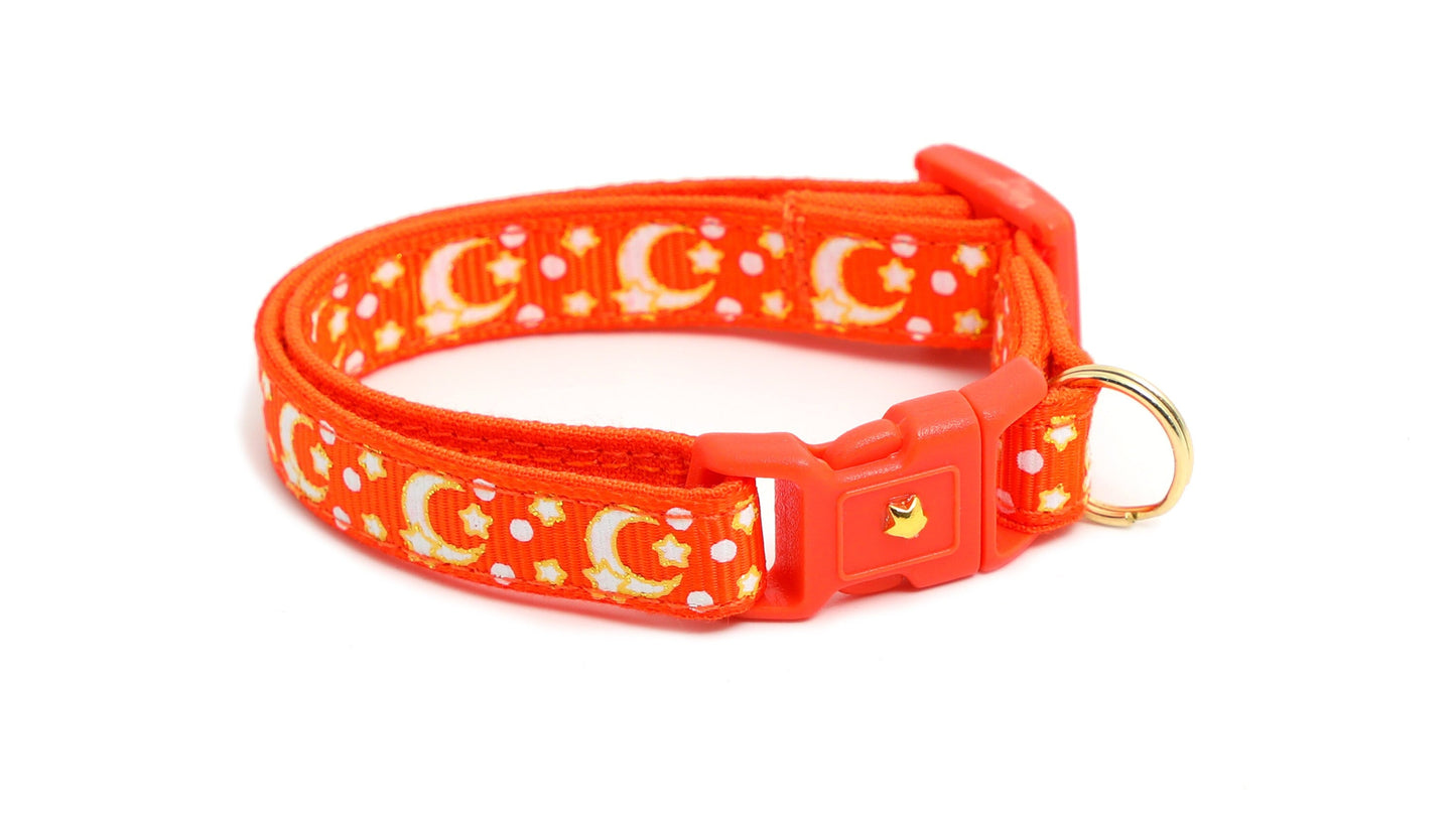 Gold Moons and Stars on Orange Cat Collar-7