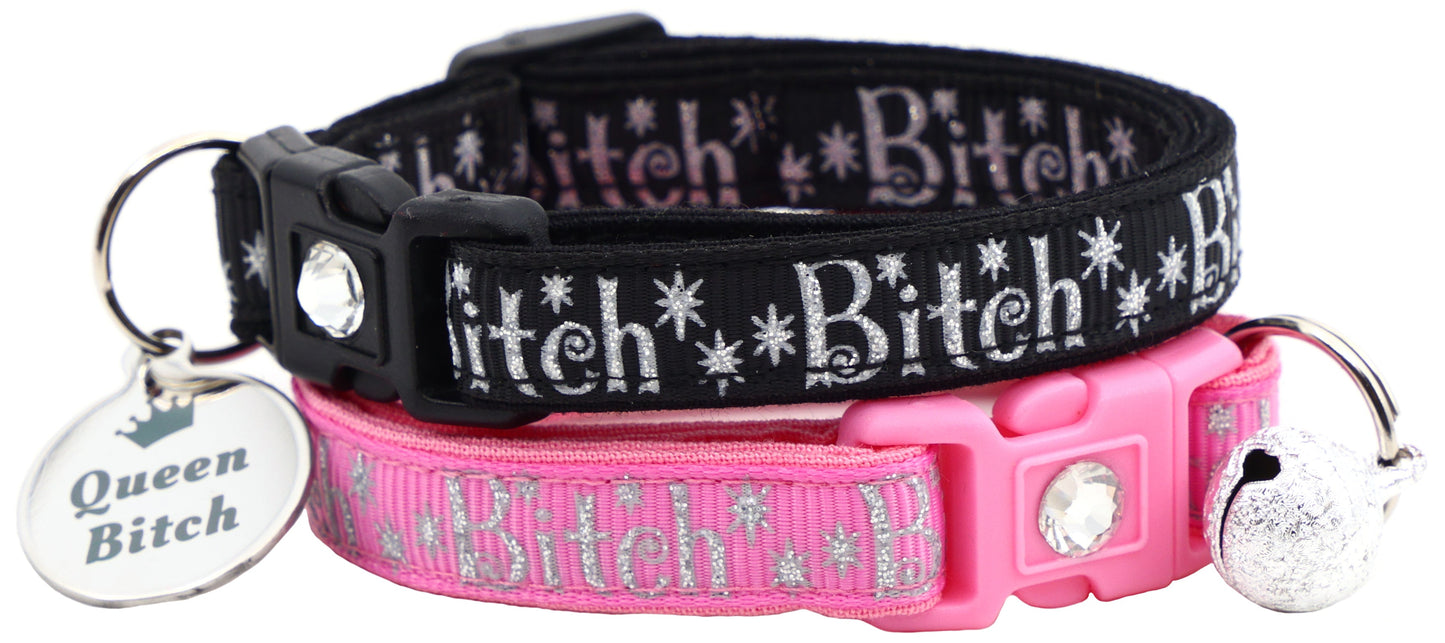 Silver Bitch Breakaway Cat Collar-0