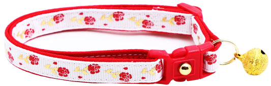 Red Roses and Gold Stems Breakaway Cat Collar-10