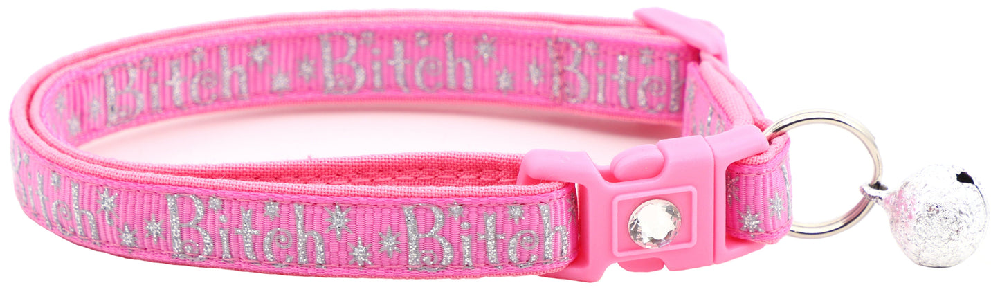Silver Bitch Breakaway Cat Collar-1
