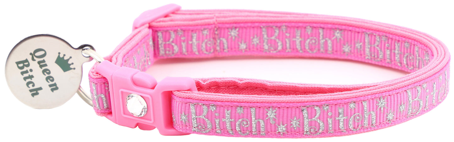 Silver Bitch Breakaway Cat Collar-2