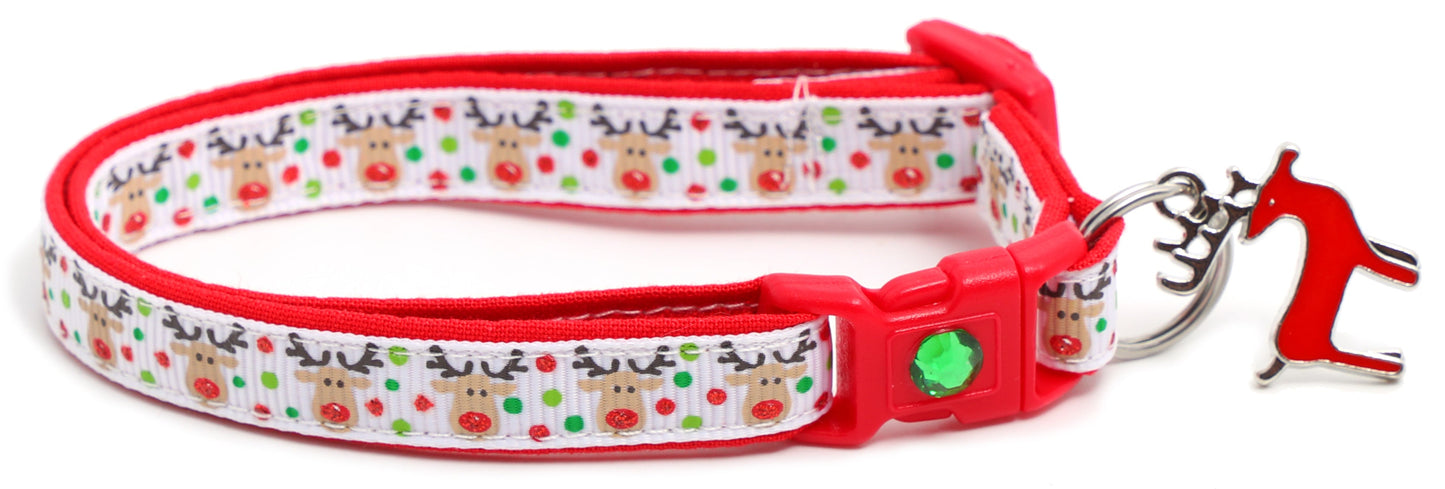 Red and Green Jolly Reindeer Breakaway Cat Collar-8