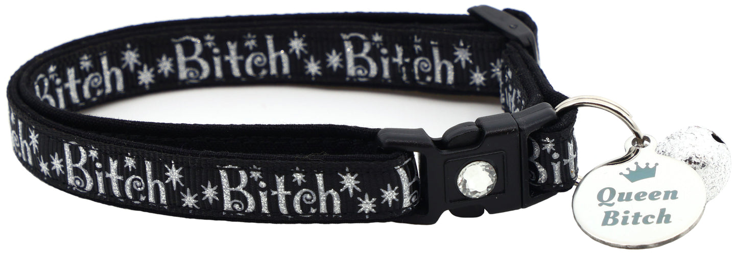 Silver Bitch Breakaway Cat Collar-13