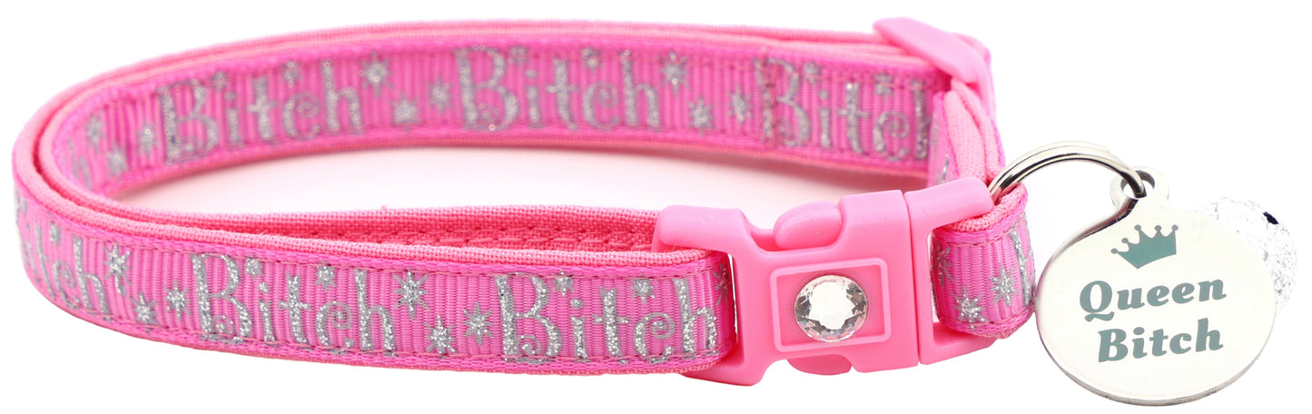 Silver Bitch Breakaway Cat Collar-4