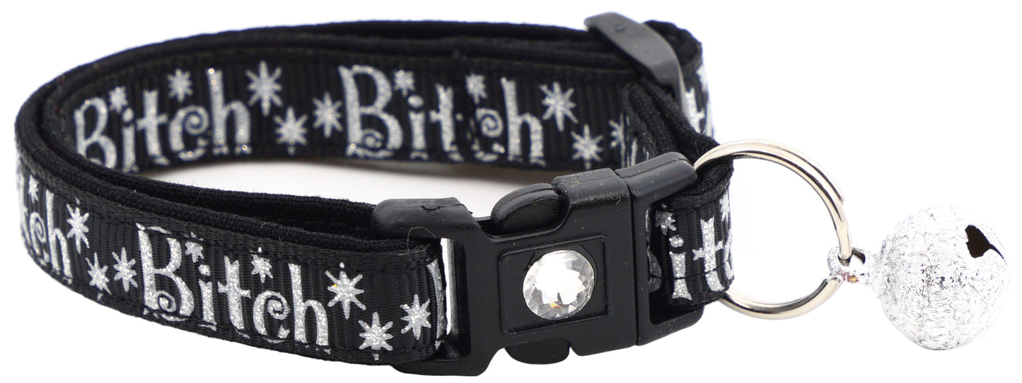 Silver Bitch Breakaway Cat Collar-6