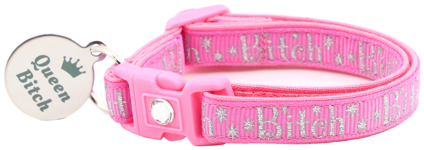 Silver Bitch Breakaway Cat Collar-8