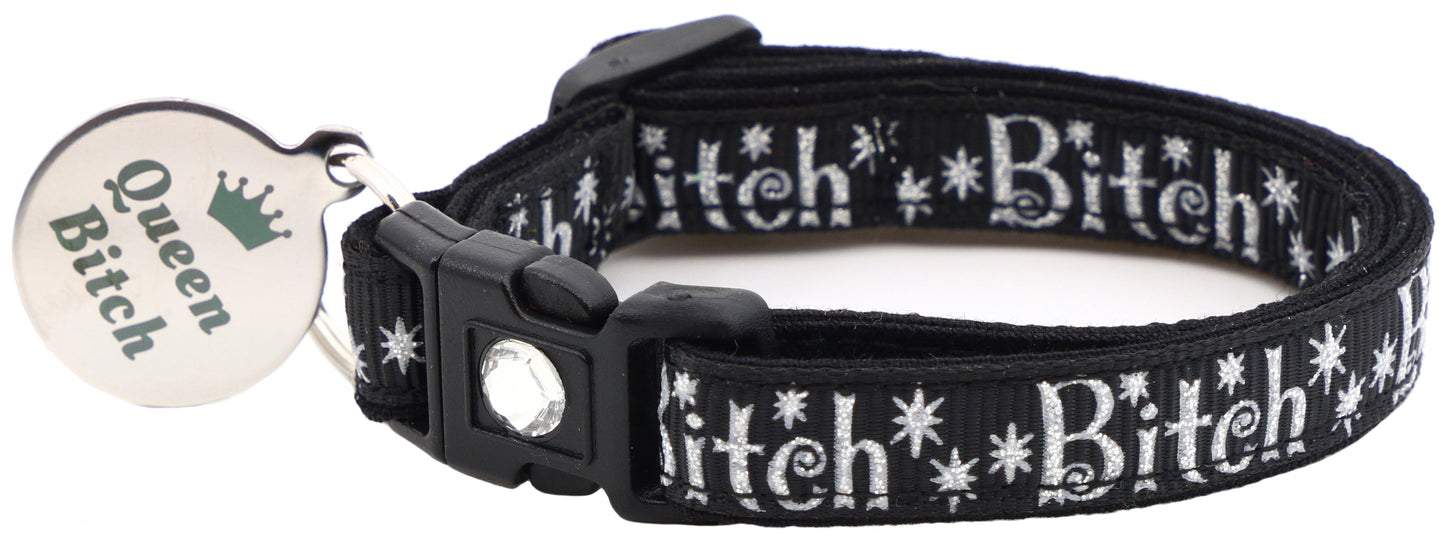 Silver Bitch Breakaway Cat Collar-9
