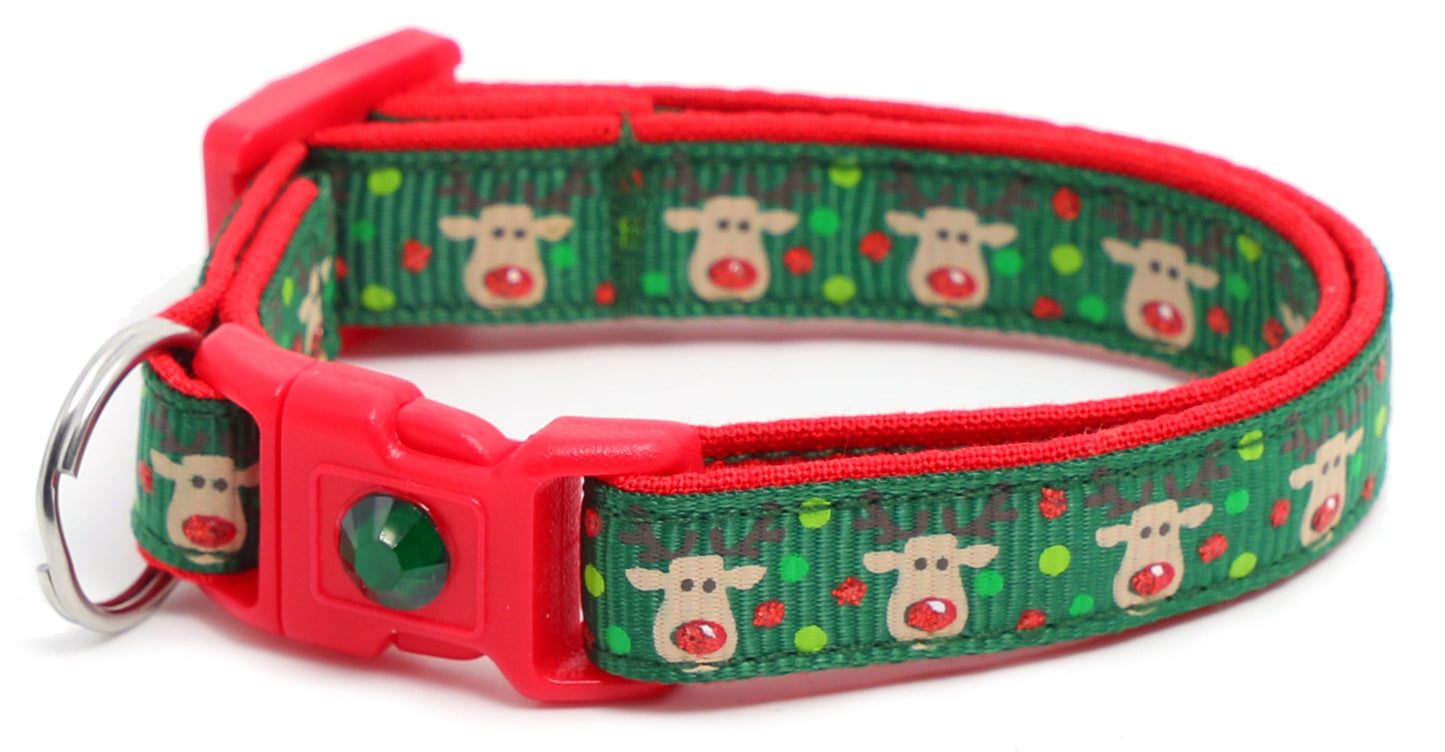Red and Green Jolly Reindeer Breakaway Cat Collar-13