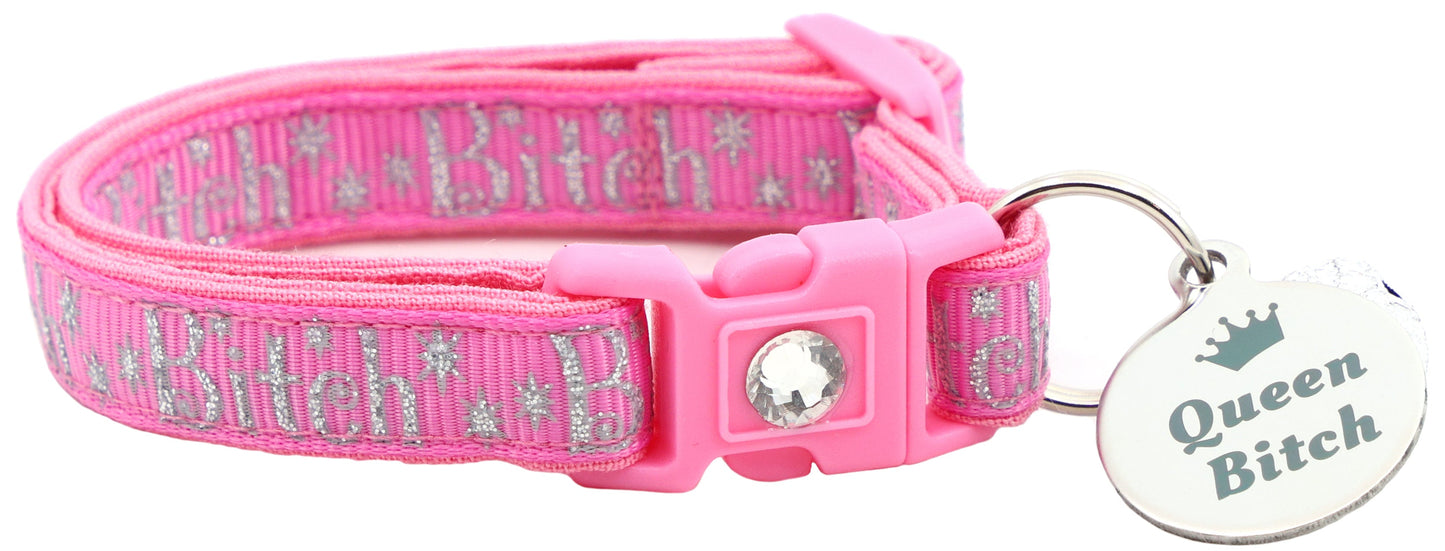 Silver Bitch Breakaway Cat Collar-11