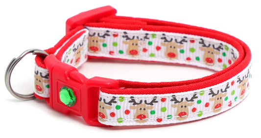 Red and Green Jolly Reindeer Breakaway Cat Collar-10