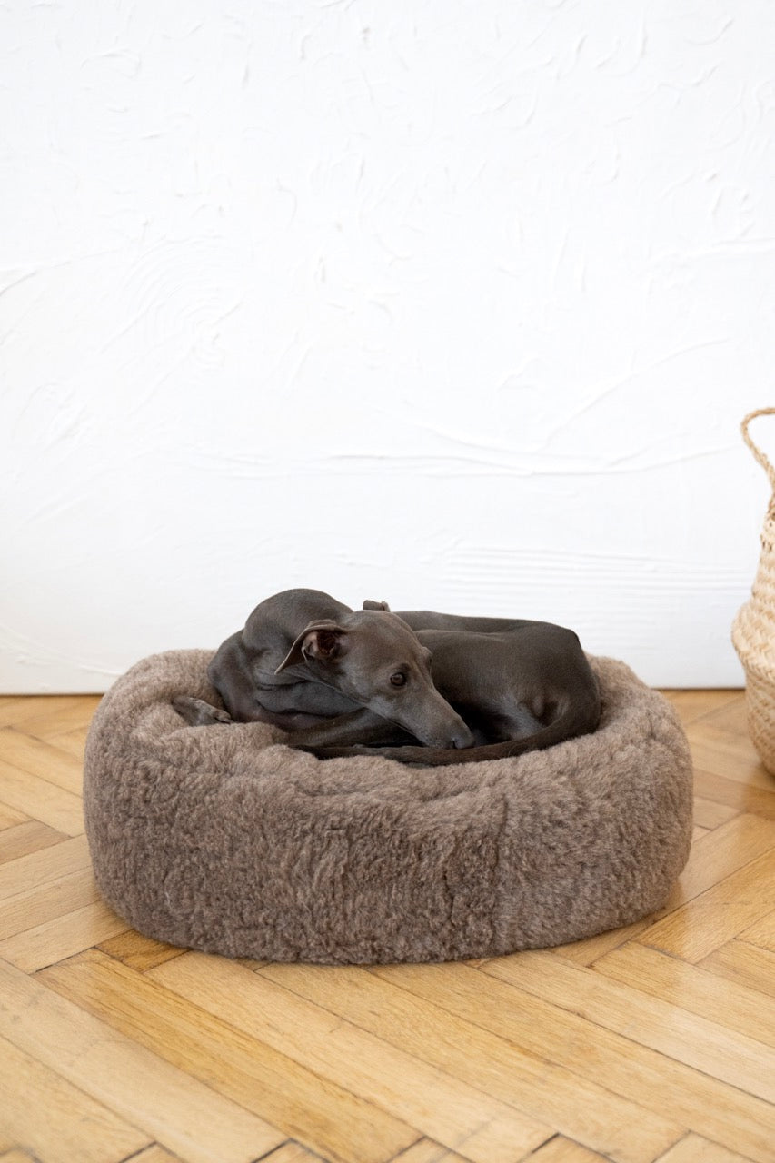 Oval Natural Wool Pet Bed - Beige-3