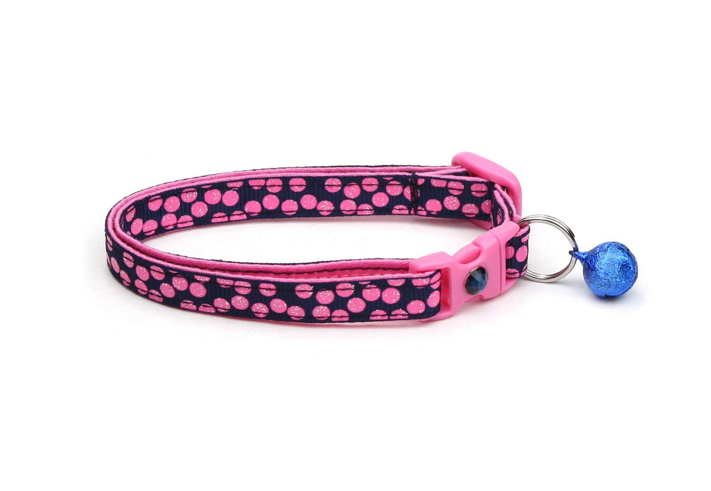 Pink Dots on Navy Blue Cat Collar-2