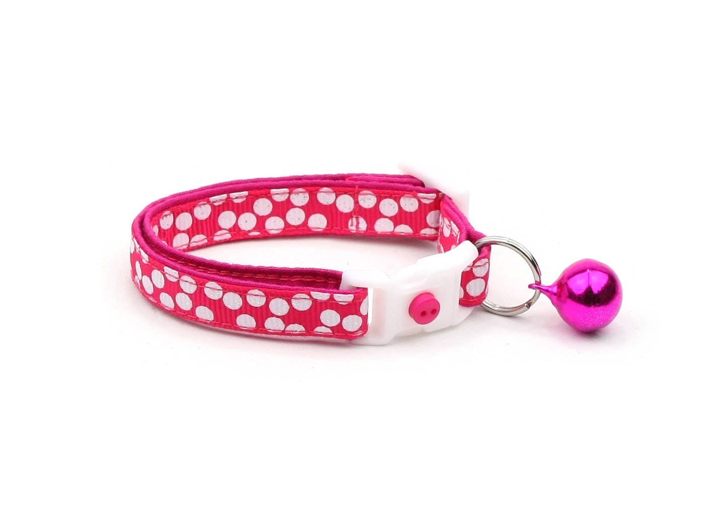 White Dots on Bright Pink Cat Collar-0