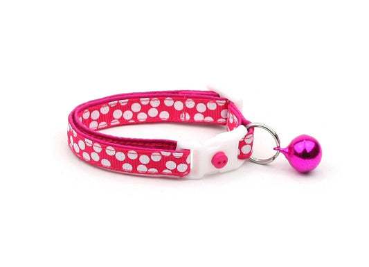 White Dots on Bright Pink Cat Collar-0