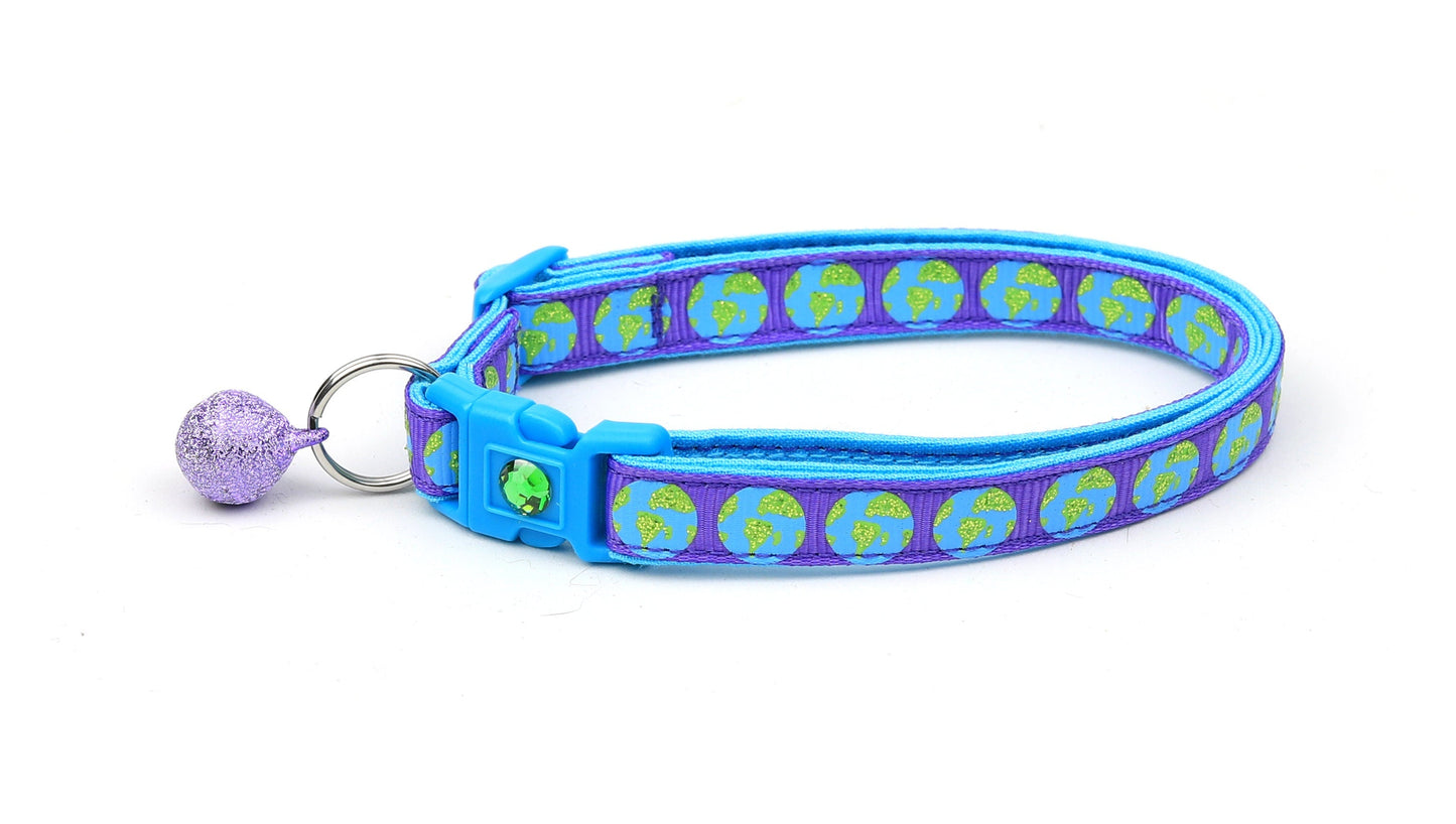 Earth on Purple Cat Collar-3