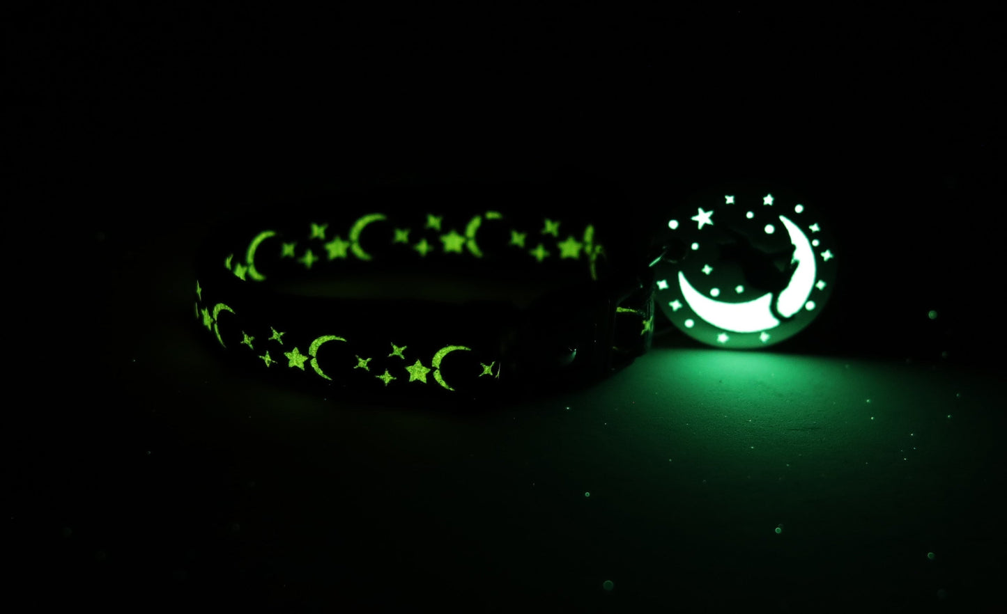 Silver Moons and Stars on Blue Cat Collar-2