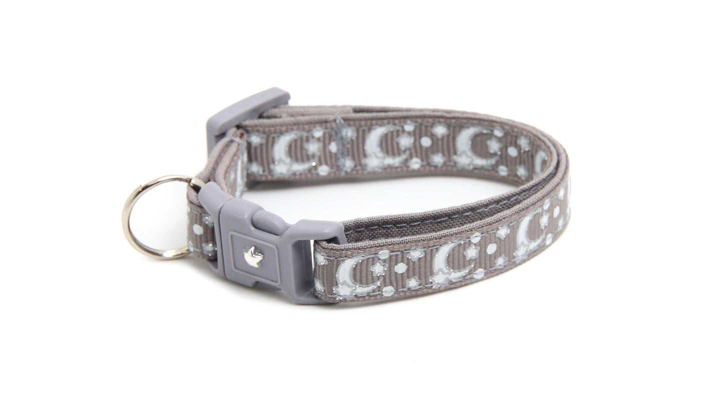 Silver Moons and Stars on Silver Cat Collar-8