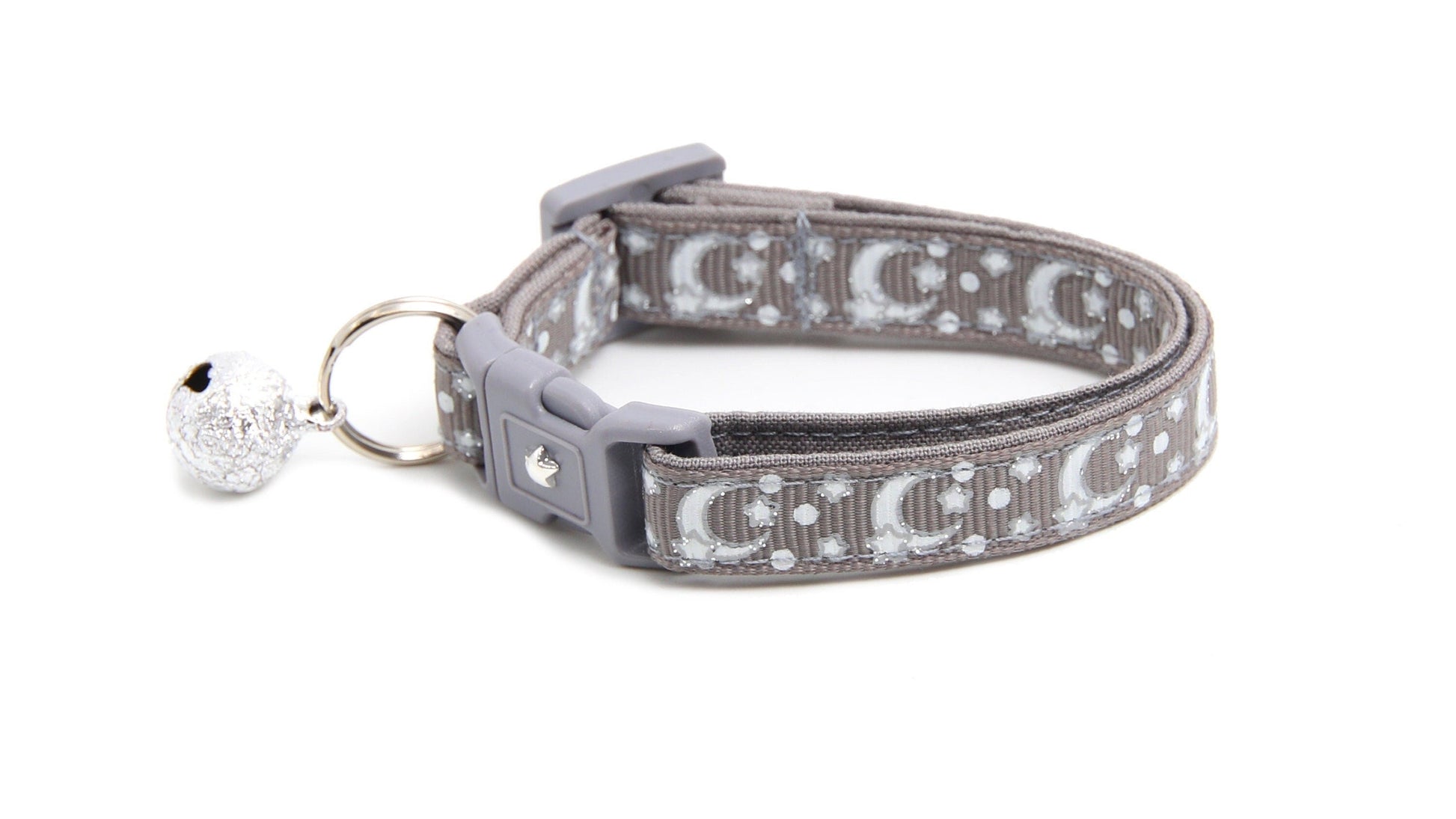 Silver Moons and Stars on Silver Cat Collar-0