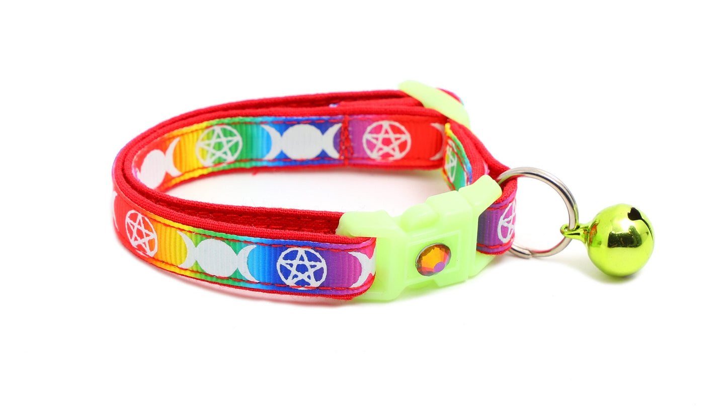 Witch's Familiar on Rainbow Cat Collar