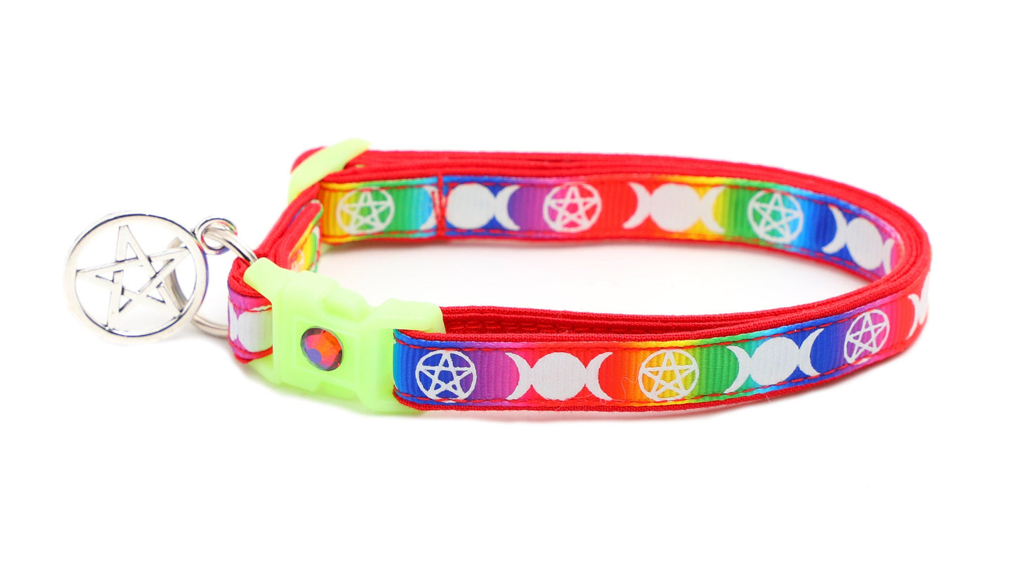 Witch's Familiar on Rainbow Cat Collar
